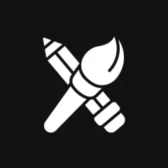 Pencil and paintbrush crossed icon.